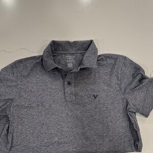 American Eagle Outfitters Men's Navy/ GreyPolo Shirt